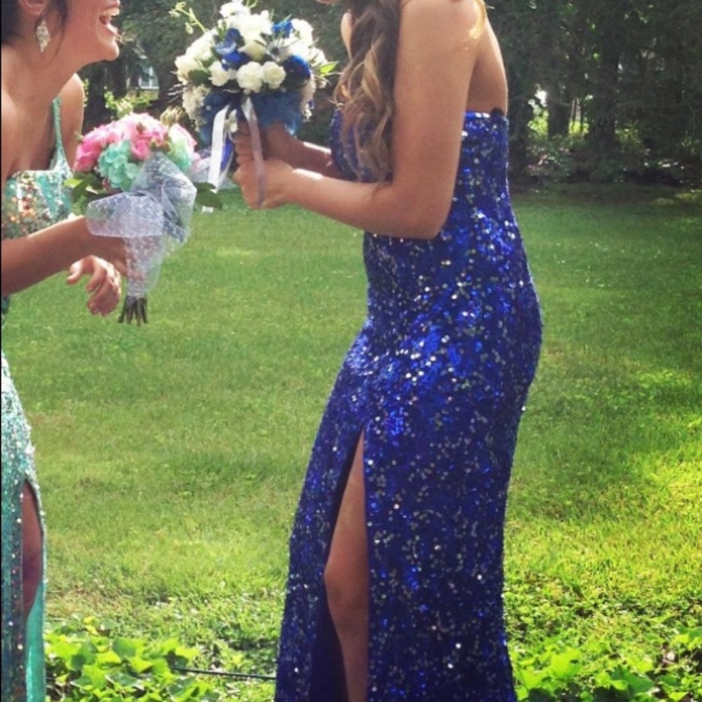 Sparkly blue Prom dress.